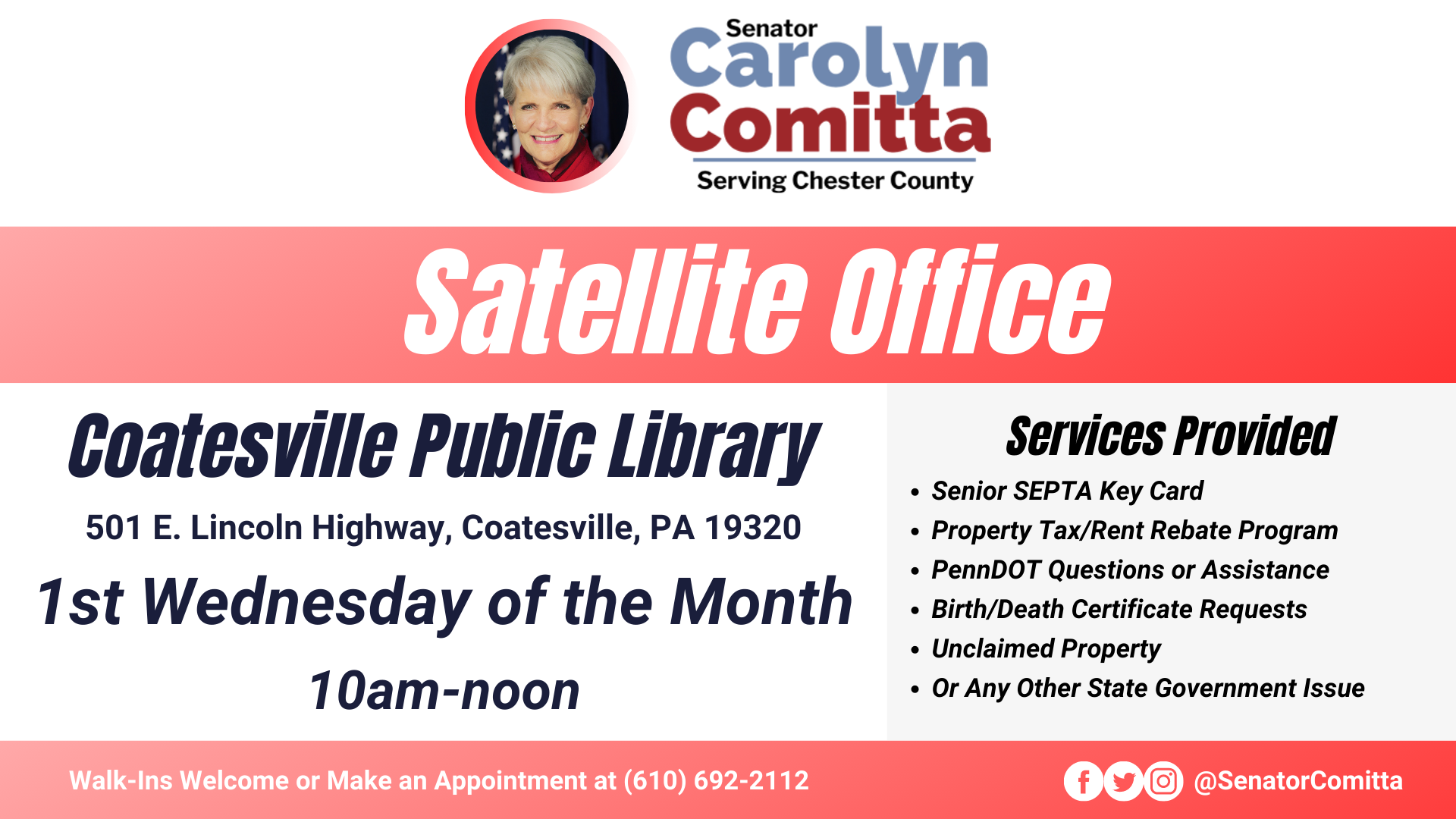 Coatesville Public Library Senator Carolyn Comitta