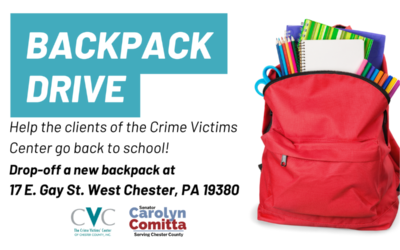 Comitta: Donate Backpacks Now for the Crime Victims Center’s Back-to-School Drive