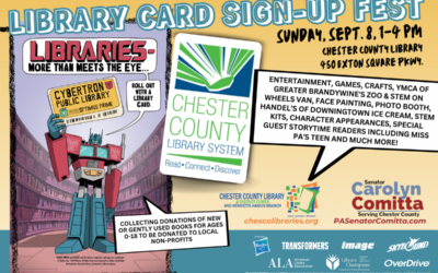 Join Senator Comitta and Chester County Library for the Library Card Sign-Up Fest on Sept. 8